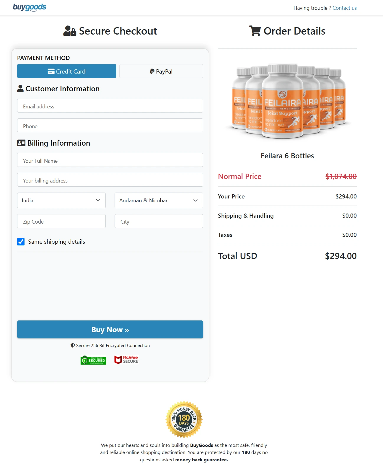 feilaira-secure-checkout-page